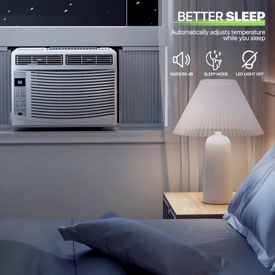 Magshion 6,000 BTU Smart Window Air Conditioner with WiFi, Energy Saving AC Unit with Remote & App Control & Timer Function, Quiet Operation, Cools 151-250 Sq.Ft., White
