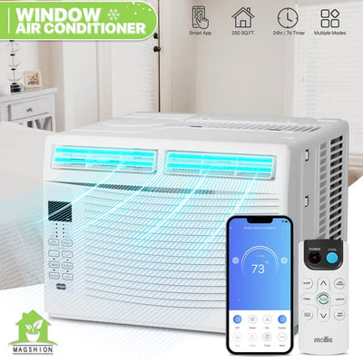 Magshion 6,000 BTU Smart Window Air Conditioner with WiFi, Energy Saving AC Unit with Remote & App Control & Timer Function, Quiet Operation, Cools 151-250 Sq.Ft., White