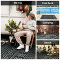 SIXHOME Outdoor Rug 5'x8' Waterproof Patio Rug Reversible Indoor Outdoor Rug Lightweight Plastic Straw Rug for RV Camping Deck Balcony Boho Porch Decor Grey and White