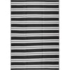4x6 Waterproof, Reversible Plastic Straw Outdoor Rugs for Patios | Also for Camping, RV, Deck, Porch, Balcony, Camp, Patio | Black, Stripes | Size: 4' x 5'11''