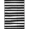 4x6 Waterproof, Reversible Plastic Straw Outdoor Rugs for Patios | Also for Camping, RV, Deck, Porch, Balcony, Camp, Patio | Black, Stripes | Size: 4' x 5'11''