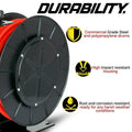 ReelWorks Steel Retractable Air Compressor/Water Hose Reel with 3/8" x 50' Hybrid Polymer Hose, Max. 300 psi