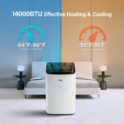 DuraComfort Cooling&Heating Portable Air Conditioners, 10200 BTU(14000 BTU ASHRAE), Dehumidifier, Fan, Up to 450 Sq. Ft
