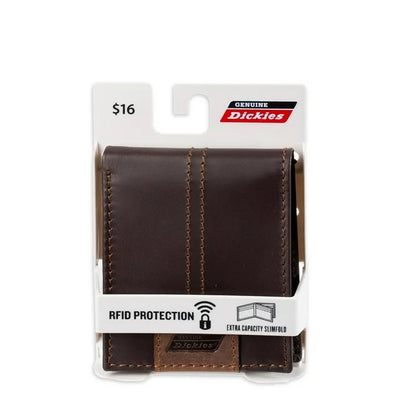 Genuine Dickies Men's Leather Extra Capacity Slimfold Wallet