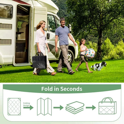 DEORAB Outdoor Rug for Patio Clearance,6'x9' Waterproof Mat,Reversible Plastic Camping,Black&Grey